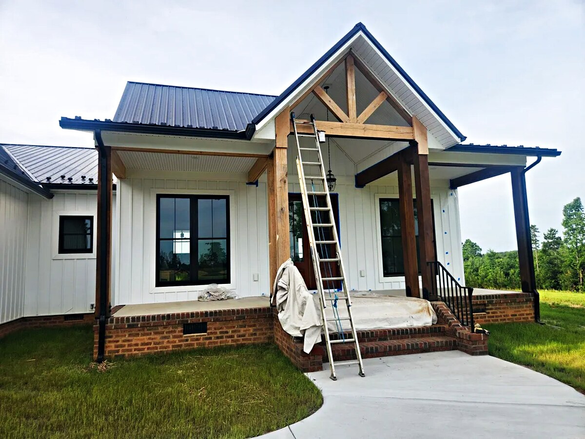 Timber Porch Columns Stained