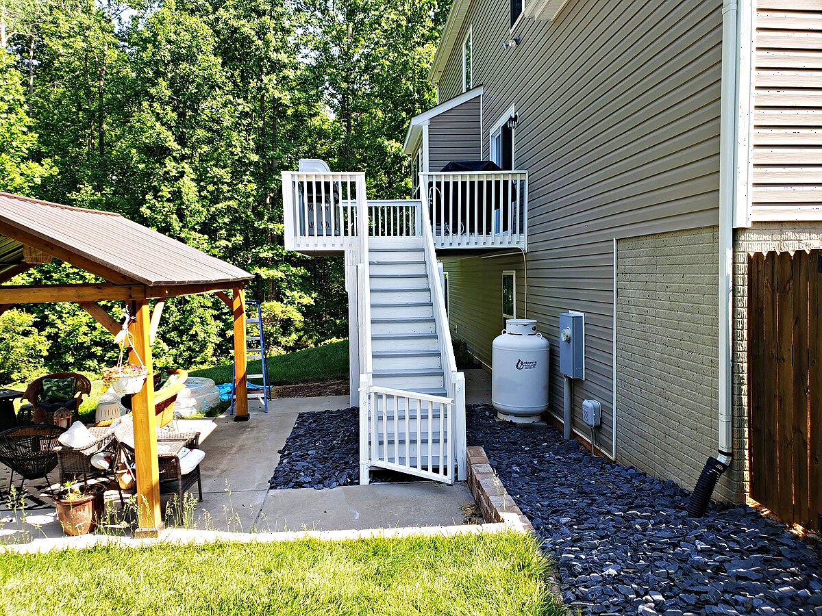 House Painting after — Exterior Stairs Repainted Fresh White